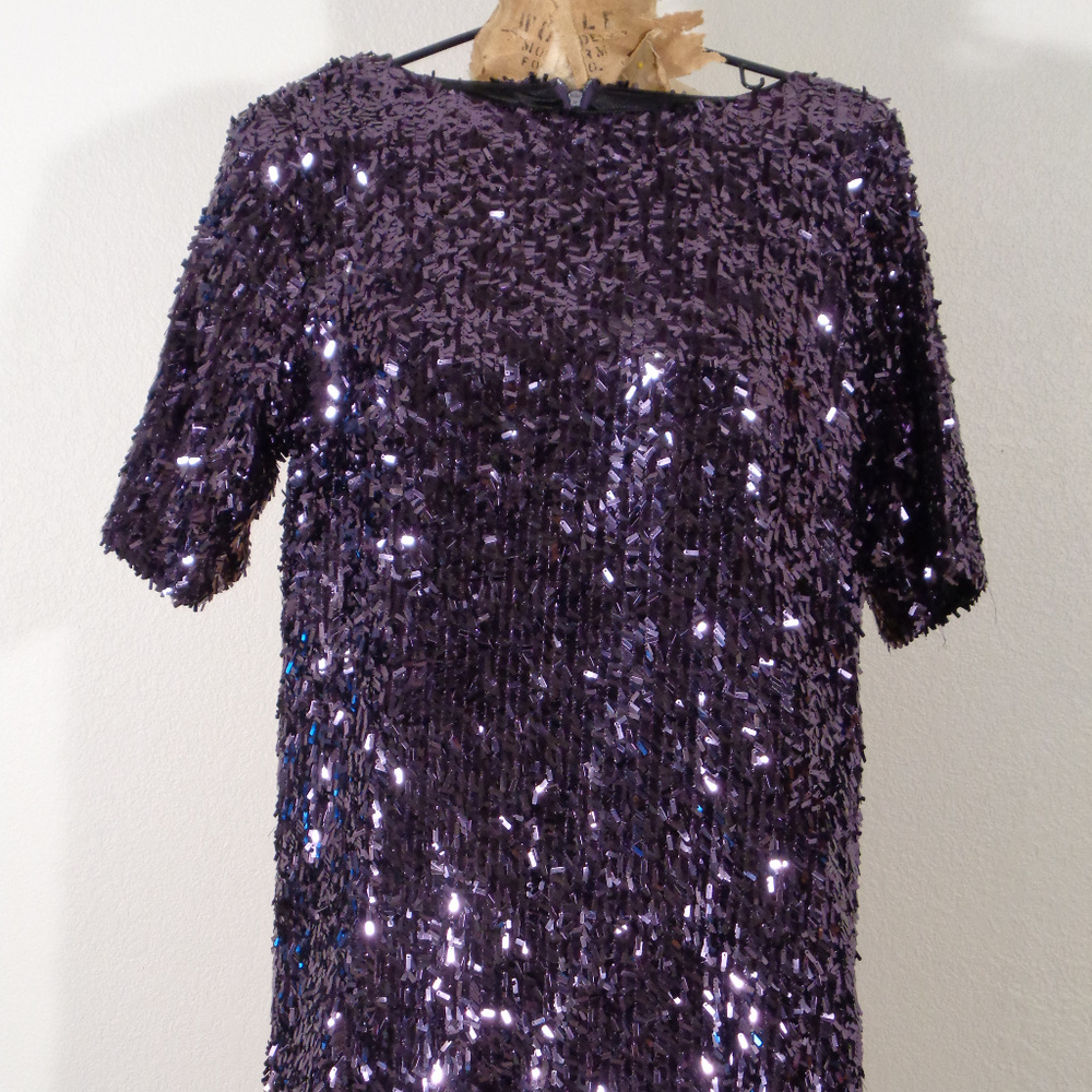 RACHEL ROY PLUM PURPLE DANGLE SEQUIN MINI